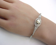 Load image into Gallery viewer, Gorgeous Edwardian Diamond Pearl Platinum Gold Link Bracelet
