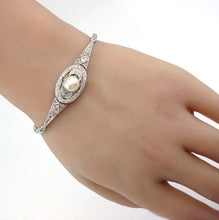 Load image into Gallery viewer, Gorgeous Edwardian Diamond Pearl Platinum Gold Link Bracelet
