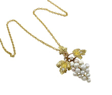 Load image into Gallery viewer, Lovely Edwardian Diamond Pearl 18k Gold Grape Pendant Necklace
