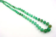 Vintage Graduated Earth-Mined Emerald Bead 14k Gold Pearl Necklace