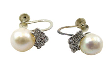 Carica l'immagine nel visualizzatore di Gallery, Edwardian Platinum Diamond Pearl Earrings
