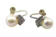 Edwardian Platinum Diamond Pearl Earrings
