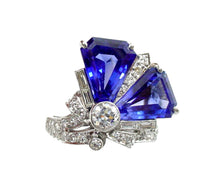 Load image into Gallery viewer, Dramatic Art Deco VS Diamond Sapphire Platinum Cocktail Ring

