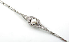 Carica l'immagine nel visualizzatore di Gallery, Gorgeous Edwardian Diamond Pearl Platinum Gold Link Bracelet
