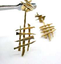 Load image into Gallery viewer, Modernist &quot;Hashtag&quot; Abstract Custom 14k Gold Drop Earrings
