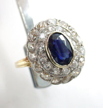 Load image into Gallery viewer, Antique Sapphire Diamond Halo Ring--Princess Diana
