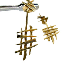 Load image into Gallery viewer, Modernist &quot;Hashtag&quot; Abstract Custom 14k Gold Drop Earrings
