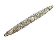 Charger l&#39;image dans la galerie, Lovely Platinum Belle Époque Diamond Pearl Gold Barrette Pin Brooch
