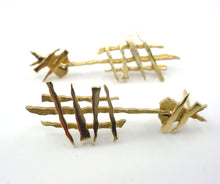 Load image into Gallery viewer, Modernist &quot;Hashtag&quot; Abstract Custom 14k Gold Drop Earrings
