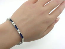 Load image into Gallery viewer, Stunning Art Deco Platinum Diamond Sapphire Strap Straight Line Bracelet
