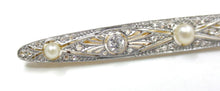 Charger l&#39;image dans la galerie, Lovely Platinum Belle Époque Diamond Pearl Gold Barrette Pin Brooch
