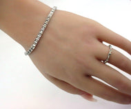 SALE--Vintage Classic Diamond Box Link 14k Stacking Strap Bracelet--10 Grams