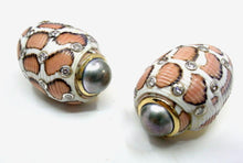 Load image into Gallery viewer, Iconic Trianon Exotic  &quot;Eloise&quot; Shell Pearl Diamond 14k Gold Drop Earrings
