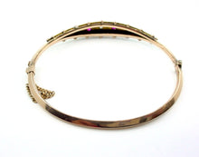 Charger l&#39;image dans la galerie, Antique Victorian English Diamond Ruby 9k Gold Bangle Bracelet--Full Hallmarks
