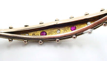 Charger l&#39;image dans la galerie, Antique Victorian English Diamond Ruby 9k Gold Bangle Bracelet--Full Hallmarks
