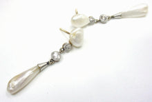 Load image into Gallery viewer, Vintage Edwardian River Pearl Diamond Platinum Gold Drop Earrings
