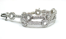 Load image into Gallery viewer, SALE--Sleek Whimsical Diamond Circle Link 14k White Gold Vintage Bracelet-10 grams
