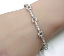 Load image into Gallery viewer, SALE--Sleek Whimsical Diamond Circle Link 14k White Gold Vintage Bracelet-10 grams
