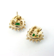 Load image into Gallery viewer, Tsavorite Garnet 1.50 Ct. Diamond 14k Gold Halo Rosette Earrings
