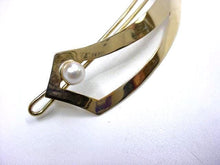 Charger l&#39;image dans la galerie, Abstract Modernist Pearl 14k Yellow Gold Hair Pin Barrette
