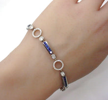画像をギャラリービューアに読み込む, Stunning Sapphire Diamond Circle 14K Station Bracelet

