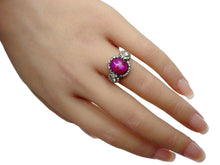 Load image into Gallery viewer, Rare Antique Star Ruby Diamond Gold Silver Engagement Cocktail Ring
