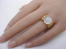 Load image into Gallery viewer, Rare Cat's Eye Moonstone Art Nouveau Floral Mounting 14k Gold Cocktail Ring
