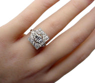 Art Deo Mixed Cut 1.14 Ct. VS1 Diamond Platinum Engagement Cocktail Ring