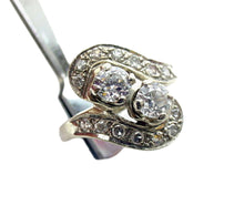 画像をギャラリービューアに読み込む, Handsome Toi et Moi 1950s Bypass Diamond 14k Engagement Cocktail Ring
