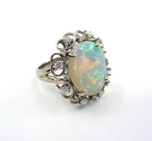 Load image into Gallery viewer, Vintage Opal Diamond 14k Gold Halo Cocktail Ring
