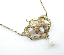 Load image into Gallery viewer, Very Fine Art Nouveau Gold Enamel Seed Freshwater Pearl Necklace
