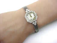 Art Deco Platinum 1.45 Old & OEC Diamond 18k Gold Dinner Watch Bracelet