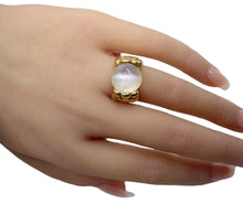 Load image into Gallery viewer, Rare Cat's Eye Moonstone Art Nouveau Floral Mounting 14k Gold Cocktail Ring
