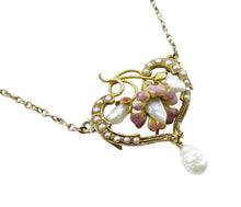 Load image into Gallery viewer, Very Fine Art Nouveau Gold Enamel Seed Freshwater Pearl Necklace
