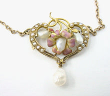 Load image into Gallery viewer, Very Fine Art Nouveau Gold Enamel Seed Freshwater Pearl Necklace
