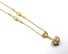 Load image into Gallery viewer, Art Nouveau Gold Diamond Pearl 14k Yellow Gold Pendant Chain Necklace--4.8 grams
