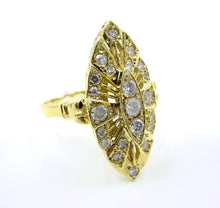 Load image into Gallery viewer, Vintage Navette Diamond Openwork 14k Yellow Gold Cocktail  Ring--7 grams
