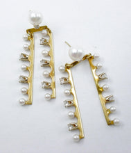 Load image into Gallery viewer, Whimsical Vintage Diamond Pearl "Negligee" 18k Gold Pendant Drop Earrings
