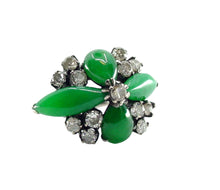 Load image into Gallery viewer, Vintage Mid-Century Jade .80 Ct. Diamond 14k Gold Cocktail Ring
