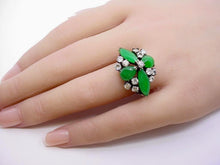 Load image into Gallery viewer, Vintage Mid-Century Jade .80 Ct. Diamond 14k Gold Cocktail Ring
