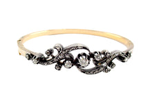 Load image into Gallery viewer, Antique French European Diamond 18k Gold Silver Bangle Bracelet
