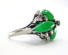 Load image into Gallery viewer, Vintage Mid-Century Jade .80 Ct. Diamond 14k Gold Cocktail Ring
