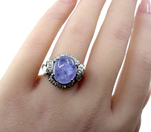 Load image into Gallery viewer, Vintage Mid-Century Large Star Sapphire Diamond White Gold European Dinner Cocktail Ring
