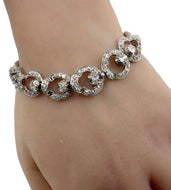 Rare Antique 7.00 Ct. Diamond Silver Fancy Link Bracelet