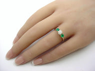 Vintage Old Cut Diamond Emerald Trilogy 14k Ring--So Romantic...