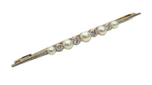 Load image into Gallery viewer, Lovely Platinum Belle Époque Diamond Pearl Gold Pin Brooch
