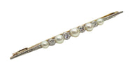 Lovely Platinum Belle Époque Diamond Pearl Gold Pin Brooch