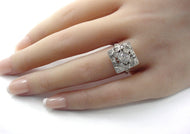 Superb Art Deco Diamond Platinum Square Engagement Cocktail Ring