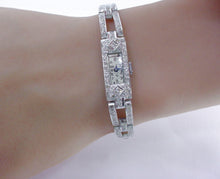 Load image into Gallery viewer, Art Deco Platinum 2.00 Ct. Diamond 3/4 Bracelet Dinner Watch
