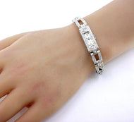 Art Deco Platinum 2.00 Ct. Diamond 3/4 Bracelet Dinner Watch